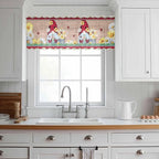 Ladybug Gnome Sheer Valance Curtains, Country Summer Rustic White Yellow Daisy Floral Wood Grain Light Filtering Kitchen Valances Rod Pocket Voile Curtain for Bedroom/Living Room/Basement 54Wx18L