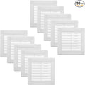 Vent Systems 3" x 3" Inch (Opening Dimensions) - Pack of 10 - Plastic White Soffit Vent Cover - Flat Square Air Vent Grille - Air Vent Deflector - HVAC 4" x 4" Inch (Overall Dimensions)