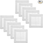 Vent Systems 3" x 3" Inch (Opening Dimensions) - Pack of 10 - Plastic White Soffit Vent Cover - Flat Square Air Vent Grille - Air Vent Deflector - HVAC 4" x 4" Inch (Overall Dimensions)
