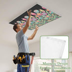 Fluorescent Light Covers for Ceiling Lights Colorful Flowers Magnetic Light Filters 3 Pack 4x2 ft Abstract Lines Floral Ceiling Lights Cover for Classroom Office School Home Drop Lamp Decor