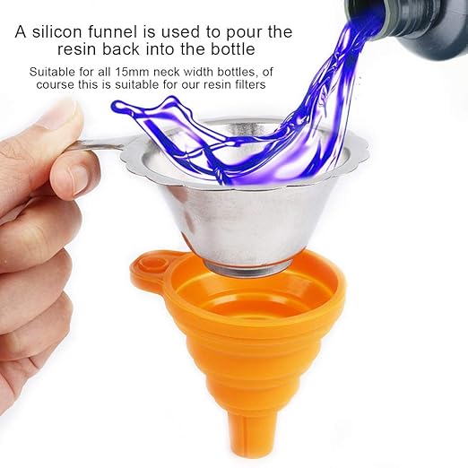 ASHATA 3D Printer Resin Filter,3D Printer Accessories Photosensitive Resin Filter Funnel Combination Light Curing Consumable Filter,Resin Filter Cup+Silicon Funnel Disposable for 3D Printer
