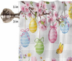 Happy Easter Bedroom Curtains 63 Inches length, Spring Watercolor Bunny Eggs Flower Grey Plaid Window Treatment Curtain Drapes, Rod Pocket Curtain Panels for Living Room Kitchen, 42"x63", 2 Panels