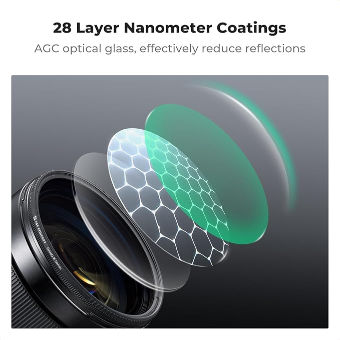 K&F CONCEPT 58mm True Color Ultra-Low Reflectivity CPL Filter Polarizer Lens Filter Circular Polarizing for Camera Lenses with 28 Multi-Coated (Nano-X Series)