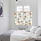 2 Panel Kitchen Cafe Curtains, Desert Camels Sunlight Filtering Nature Air Through, Home Decor Window Covering Tier Curtains for Bedroom Living Room 104W x 63L inch Tropical Date Palm Trees Animal