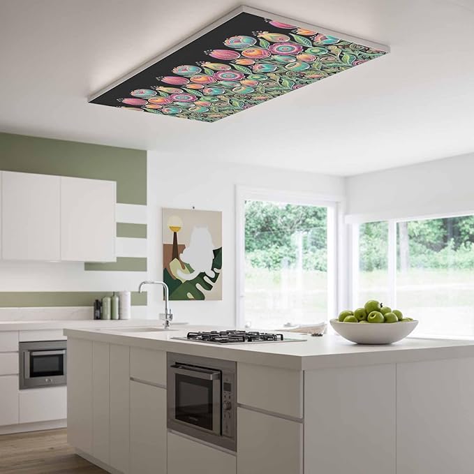 Fluorescent Light Covers for Ceiling Lights Colorful Flowers Magnetic Light Filters 2 Pack 4x2 ft Abstract Lines Floral Ceiling Lights Cover for Classroom Office School Home Drop Lamp Decor