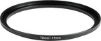 72-77mm Metal Step-Up/Down Ring Adapter Compatible with Mirrorless Cameras DSLR Lens, UV CPL ND Filter Thread Converter, Black