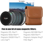 7artisans Nano Magnetic Filter UV Filter ND Light Reduction Filter/CPL Polarization Filter/GND Gradient Filter/Black Mist 1/4 Portrait Photography Filter Suitable for Lens(72mm 5-in-1 Set)