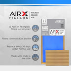 10x20x1 Air Filter Comparable to MPR 100 Basic Economy Furnace Filters, 12 Pack of Non Pleated Fiberglass Filter For Dust - Low Airflow Restriction! From AIRX FILTERS WICKED CLEAN AIR.