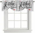 Kitchen Knife Fork Tie Up Valance Curtains for Windows, Kitchen Curtains Window Shades, Vintage Love Heart Grey Wood Grain Light Filtering Roman Curtain Valances for Bedroom/Bathroom/Cafe 42"x12"