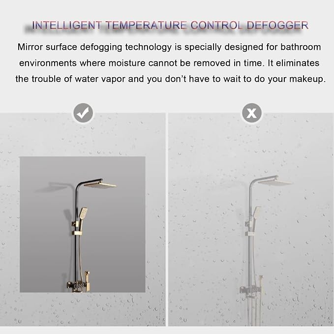 Bathroom Mirror with LED Lights，Smart Illuminated LED Bathroom Mirror，Energy-Saving LED Smart Mirrors，LED Mirror for Bathroom，with Demister Pad and Smart Touch Switch(H50*W70cm/H19.7*W27.6IN)