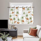 2 Panel Kitchen Cafe Curtains, Desert Camels Sunlight Filtering Nature Air Through, Home Decor Window Covering Tier Curtains for Bedroom Living Room 104W x 52L inch Tropical Date Palm Trees Animal
