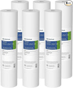 Pentair Pentek DGD-2501-20 Big Blue Water Filter, 20-Inch Whole House Sediment Filter Cartridge Replacement, Dual-Gradient Density Spun Polypropylene, 20" x 4.5", 1 Micron, Pack of 6, White