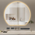 LED Bathroom Mirror，Bathroom Mirror with LED Lights，Illuminated LED Bathroom Mirror,Illuminated Led Bathroom Mirror with Demister Pad，3 Colours Backlit Makeup Mirror(A,H60*W60cm/H23.6*W23.6IN)