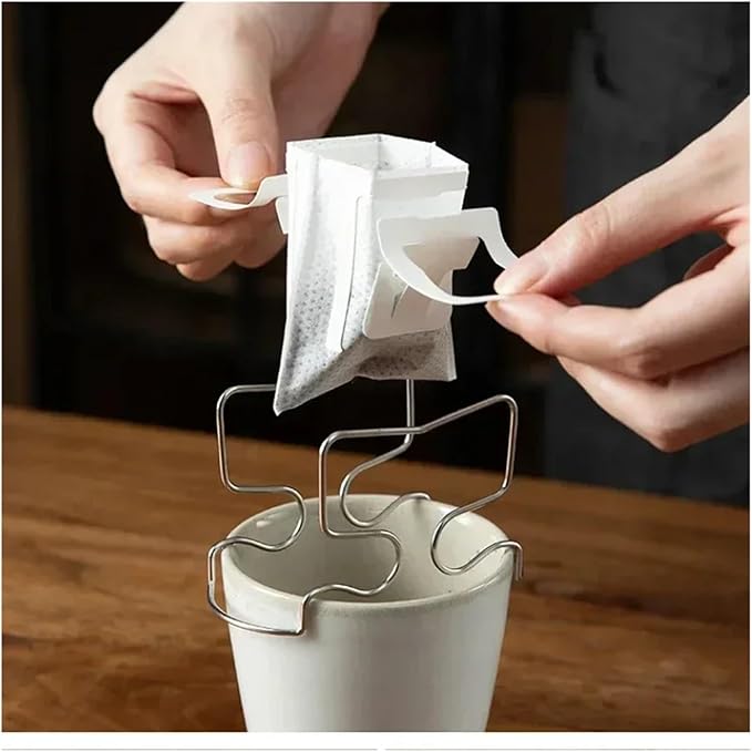 1x Coffee Filter Holder Portable Reusable Outdoor Tea Filters Dripper Baskets Disposable Ear Drip Paper Bag Shelf Japanese Style(B)