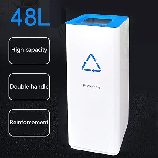 GLigeT Outdoor Trash can White Combined Trash Can Large-Capacity Square Sorting Trash Can Outdoor Direct Throw Trash Can Without Cover, Anti-Fingerprint Technology 48L Trash Can (Size : A)