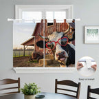 Farm Cows Kitchen Curtains 45 Inch Length, Short Cafe Window Curtains Tab Top, Farmhouse Barn Funny Animals Butterfly Light Filtering Window Treatments Tier Drapes 27.5"x45" 2 Panel
