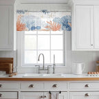 Ocean Corals Sheer Valance Curtains, Summer Beach Coral Sea Stars Light Filtering Kitchen Valances Rod Pocket Voile Curtain Window Treatment for Bedroom/Living Room/Basement 54Wx18L