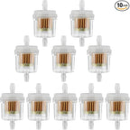 Inline Fuel Filter 1/4" Replace for Motorcycle Mini Bike Dirt Bike Moped ATV Scooter Go Kart Small Engine Lawn Mower Snow Blower Parts Universal 40 Micron Gas Fuel Filter 10 Pack