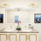 Rectangle Bathroom Mirror with Lights Touch Control Switch Demister Pad,3 Color Lighting Modes