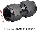 EVIL ENERGY 6AN Female to 6AN Female Straight Swivel Coupler Union Fitting Adapter Aluminum Black 2PCS