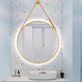 JSLJDM 500X500 mm Illuminated Backlit LED Bathroom Mirror, Wall Mounted Multifunction Bathroom Vanity Mirror with Lights and Demister Pad, Energy-Saving Illuminated Smart Mirror 80cm/31.5in Gold