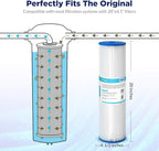 Membrane Solutions 20 Micron Whole House Sediment Water Filter Replacement Cartridge Pleated Water Filter Heavy Duty 20"x4.5", Universal Fits Most Major Brand Systems - 2 Pack