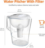 Amazon Basics 10-Cup Water Filter Pitcher, Compatible with Brita Filters, WQA & NSF Certified, Made in Europe