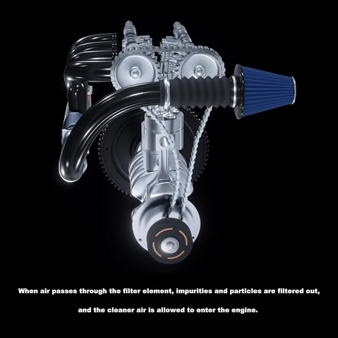 RYANSTAR RACING 76mm 3" High Flow Round Tapered Cone Cool Air Filter Cleaner with Top Filter Design Long 270mm tall Blue
