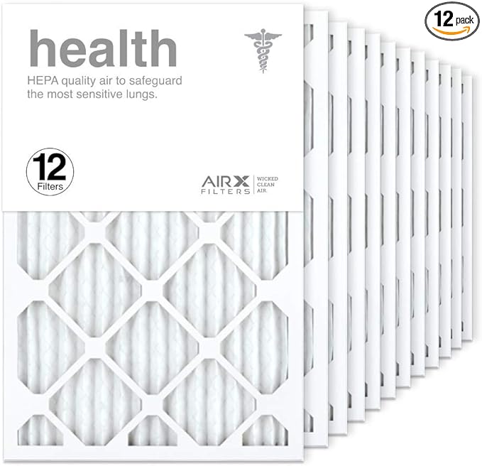 AIRx Filters 16x24x1 Air Filter MERV 13 Pleated HVAC AC Furnace Air Filter, Health 12-Pack, Made in the USA