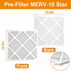 3-Stage Filtration Replacement Filters for M-T Air Scrubber, MERV-10 Pre-Filter, HEPA Filter & Carbon Filter Set (3 Pack) For Clean Air & Odor Control