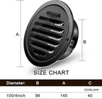Zonon 24 Pcs Stainless Steel Soffit Vents 4 Inch Round Dryer Vent Cover with Mesh Screen for Home Outdoor Bathroom Wall Ceiling Outside Exterior Exhaust (Black)