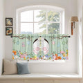 Easter Kitchen Tier Curtains 24 Inch Long 2 Panel Set,Rod Pocket Cafe Small Window Curtains Over Sink,Spring Watercolor Bunny Eggs Wooden Grain Green Light Filtering Short Drapes 27.5"W x 24"L