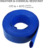 3” Diameter x 100' Blue Backwash Hose for Swimming Pools, Heavy Duty Discharge Hose Reinforced Pool Drain Hose, PVC Lay-Flat Draining Hoses Ideal for Water Transferring
