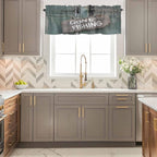 Gone Fishing Valances for Windows, Bronze Wood Grain Kitchen Valance Light Filtering Rod Pocket Short Curtains for Kitchen Bathroom, 1 Panel, 42"x12"