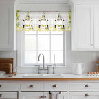 Lemon Dwarfs Sheer Valance Curtains, Gnome Green Leaf Wood Striped Black Plaid Light Filtering Kitchen Valances Rod Pocket Voile Curtain Window Treatment for Bedroom/Living Room/Basement 54Wx18L