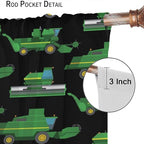 Kids Agriculture Machine Window Curtains, Farm Equipment Tractors Transport Combines Rod Pocket Decorative Windows Curtain for Boys Children Teens Room Decor 63x63in (30% Blackout)