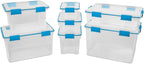 Sterilite 4 Pack Gasket Box, Weather-Resistant Storage Bins with Latching Lids, 54 Quart - Heavy-Duty Organizing Containers for Closet, Bathroom, and Office