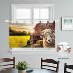 Farm Sheep Kitchen Curtains 24 Inch Length, Small Window Curtains Tab Top, Farmhouse Barn Funny Animals Butterfly Light Filtering Short Window Treatments Tier Drapes 27.5"x24" 2 Panel