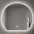 Bathroom Mirror with 3 Colour LED Lights, Wall Mounted Bathroom Vanity Mirror, Demister Heat Pad/Dimming Function/Touch Switch Smart Mirror(A,15.7"x13.3"/40x34cm)