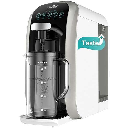SimPure Y7T-C Countertop Reverse Osmosis Water Filter, NSF/ANSI 58 Certified, 5 Stage RO Water Filtration System, Water Purifier for Home, No Installation, 4: 1 Pure to Drain, CTO Enhanced Taste
