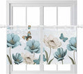 Blue Tulips Kitchen Curtains 36 Inch Length, Small Window Curtains Tab Top, Watercolor Flowers Butterfly Spring Farmhouse Blue Light Filtering Short Window Treatments Tier Drapes 27.5"x36" 2 Panel