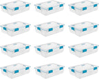Sterilite 12-Pack Gasket Box, Weather-Resistant Storage Bins with Latching Lids, 37 Quart - Heavy-Duty Organizing Containers for Closet, Bathroom, and Office
