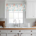 Teal Seahorse Starfish Sheer Valance Curtains, Summer Beach Coral Shell Board Light Filtering Kitchen Valances Rod Pocket Voile Curtain Window Treatment for Bedroom/Living Room/Basement 42Wx18L