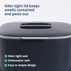 Blue Ginkgo Kitchen Compost Bin [2.6L / 0.69 GAL] – Filter-Free, Odor-Tight Countertop Food Waste Pail with Handles (Made in Korea, Gray)