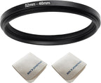 52mm Lens to 46mm Camera Lens Adapter 52mm to 46mm Step Down Ring Adapter Ring for All Brands of UV ND CPL, with Premium Lens Wiping Cloth 2 Pack (52mm-46mm)