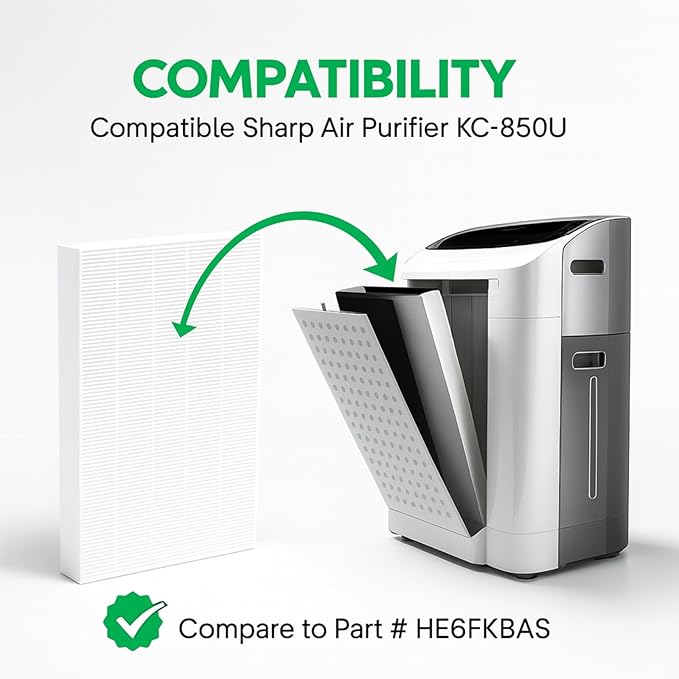 Nispira KC-850U KC850U H13 HEPA Filter Replacement for Sharp Air Purifier KC-850U Part FZ-C100HFU, 1 Pack