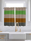 Farm Gray Green Brown Wood Grain Window Valance Curtains, Rustic Wooden Plank Light Filtering Kitchen Valance with 3-inch Rod Pocket for Living Room Bathroom Bedroom,2 Panel,42x54In