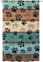 Sheer Curtains 108 Inches Long, Green Brown Paw Print Semi Sheer Curtains Light Filtering Window Treatment, Vintage Farmhouse Country Wooden Grain Privacy Voile Drapes for Living Room 52x108 Inch