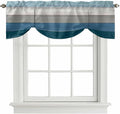 Blue Ombre Wooden Tie Up Valance Curtains for Windows, Kitchen Curtains Window Shades, Farmhouse Retro Wood Gradient Light Filtering Roman Curtain Valances for Bedroom/Bathroom/Cafe 42"x12"