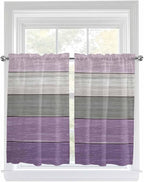 Country Wood Board Gray Purple Window Valance Curtains, Farmhouse Gradient Plank Light Filtering Kitchen Valance with 3-inch Rod Pocket for Living Room Bathroom Bedroom,2 Panel,42x54In